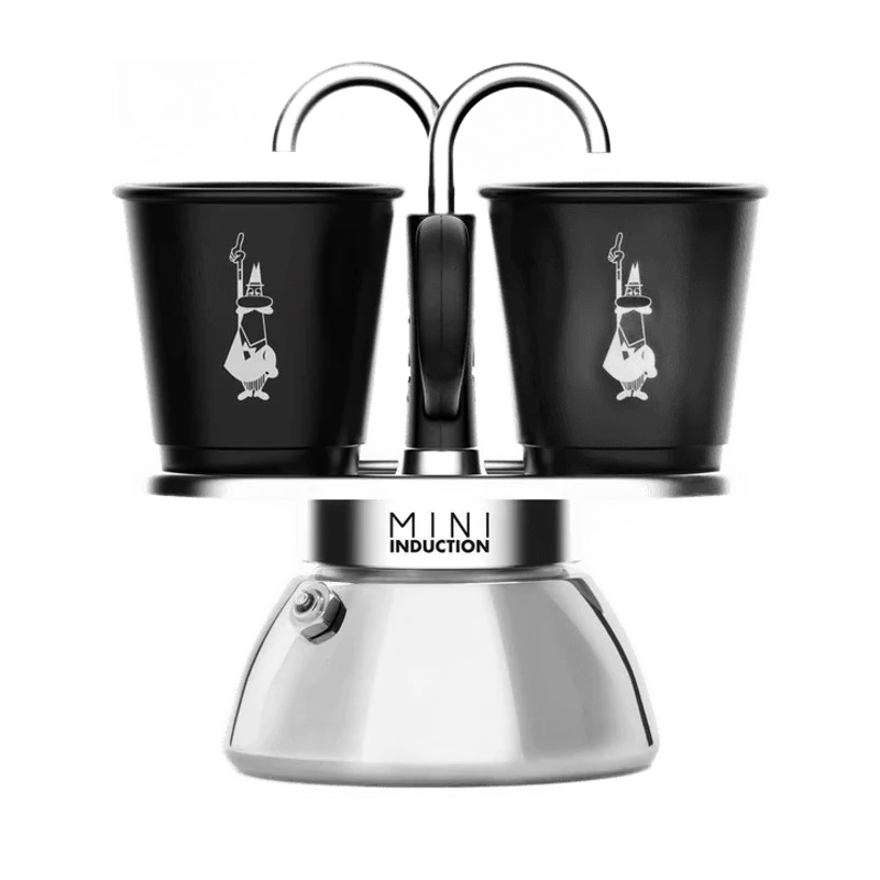 Bialetti Mini Express Induction percolator zwart – 2 kopjes (set met kopjes)