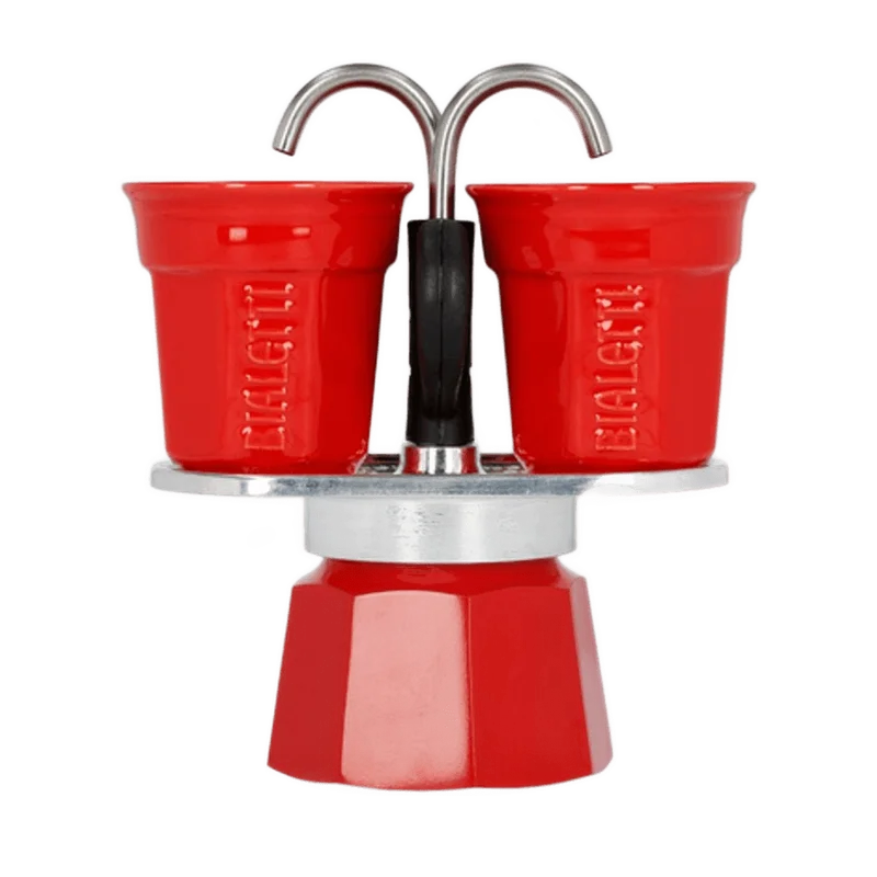 Bialetti Mini Express percolator rood – 2 kopjes (set met kopjes)